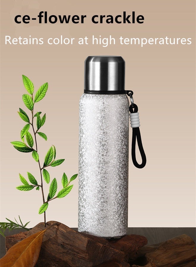 Thermos 800ml with All-steel Cup Lid Advanced,Emergency Insulated Water Bottle,Travel/Sports/Outdoor/Campsites Thermo Bottle Mug Flask, with Cup Sleeve - Handheld - Backpack-Style Cloth Sleeve,Thermos for Coffee and Tea,With Leakproof Lid,Steeping/Coffee and Brewing Functions Teapot Coffee Pot,Insulation and Cooling Performance,Water Bottles,316 Stainless Steel Food-Grade Material Large Capacity Bottle Thermo silver - Image 5
